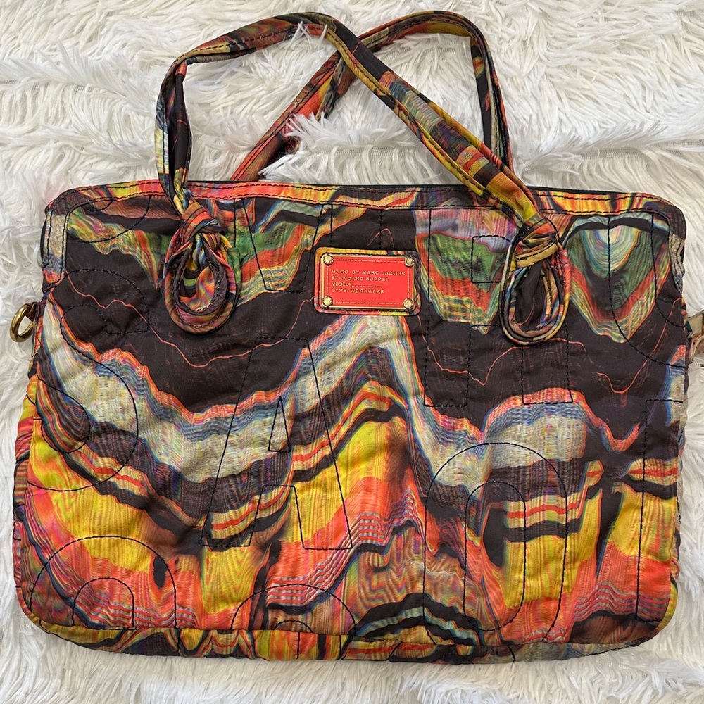 Marc Jacobs Colorful Abstract Pattern Laptop Bag- Multicolor